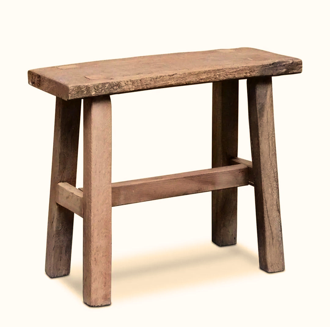 Houten bijzetkruk in gerecycled hout