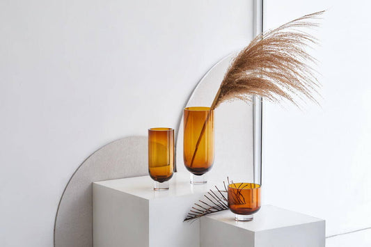Glazen design vaas - Amber/Smoke