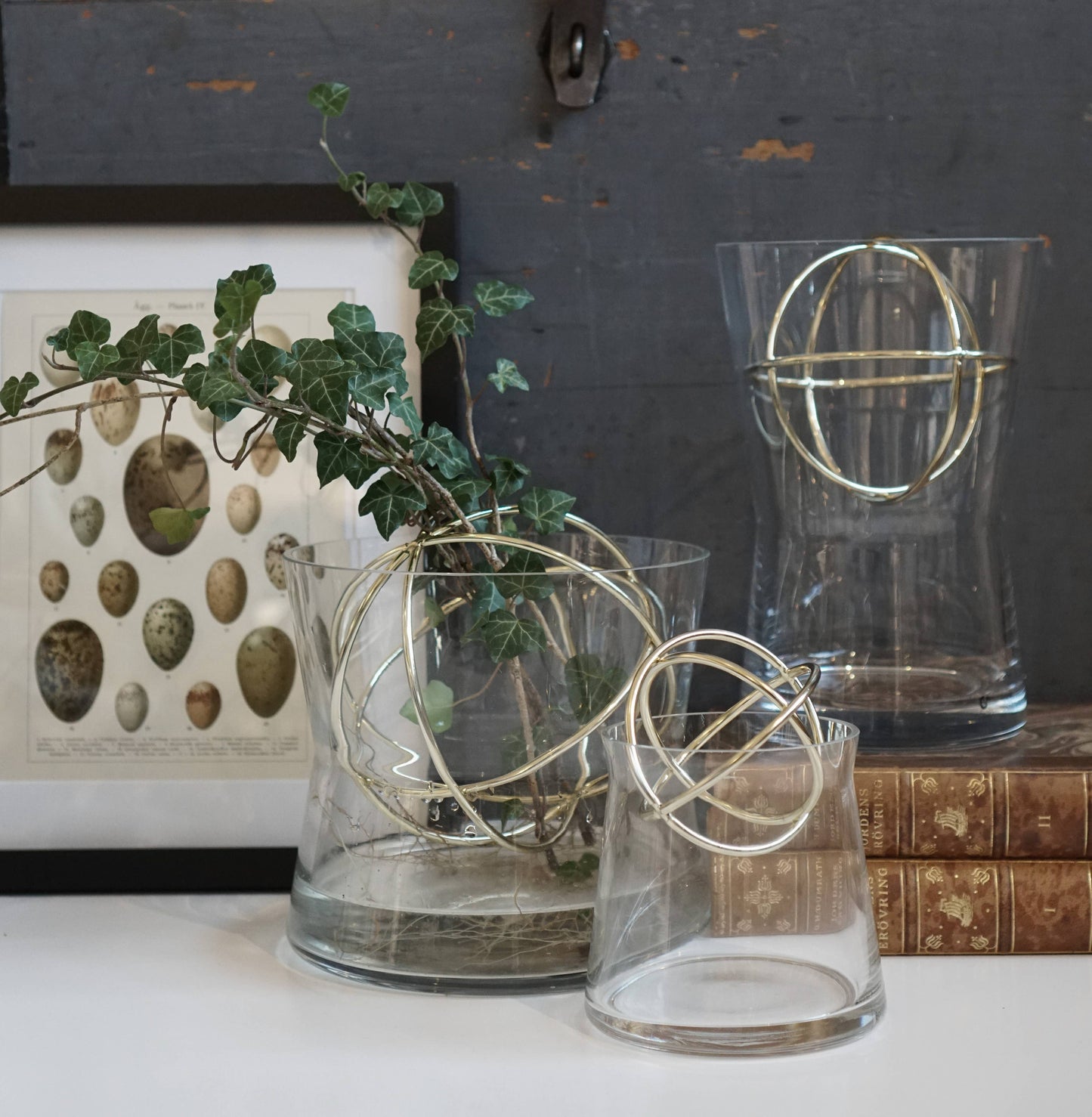Sphere Vaas met metalen ring - Mondgeblazen glas