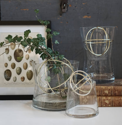 Sphere Vaas met metalen ring - Mondgeblazen glas