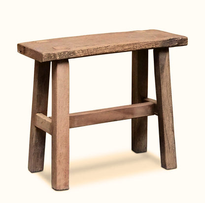 Houten bijzetkruk in gerecycled hout